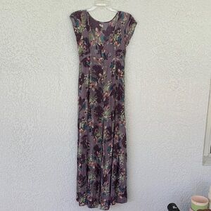 O'Neill Floral Print Maxi Dress in Purple and Green size M